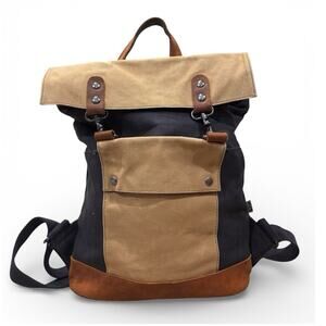 Hillside Heavy Cotton Canvas Twill & Leather Back Pack by TSD Snaps & Pockets